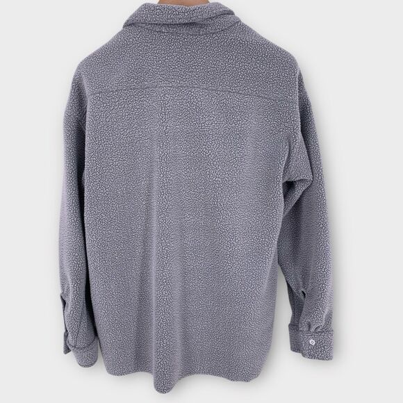 Playboy x PacSun Shirt Jacket Shacket Gray Fleece Fuzzy Button Up S - Picture 2 of 10